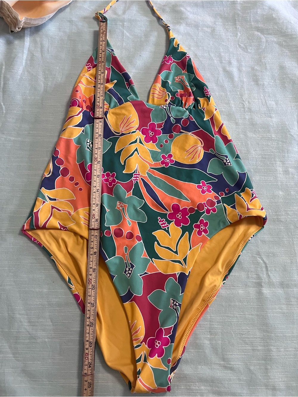 Marine Layer Plunge One Piece Swimsuit Medium Hibiscus Tropical Hawaiian Large - Picture 9 of 15